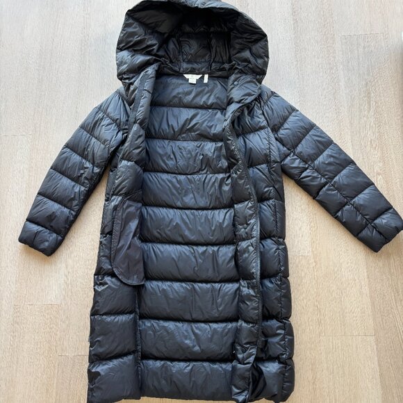 🖤 H&M Black Long Down Puffer Coat Size S | Hooded Warm Winter Jacket - Picture 5 of 6